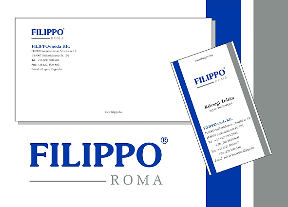 Filippo vállalati névjegykártya és logó